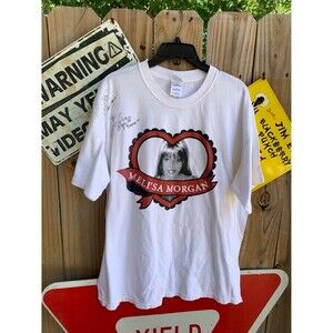 Vintage Y2K Melissa Morgan Jazz Singer Autographed white cotton t-shirt Size XL
